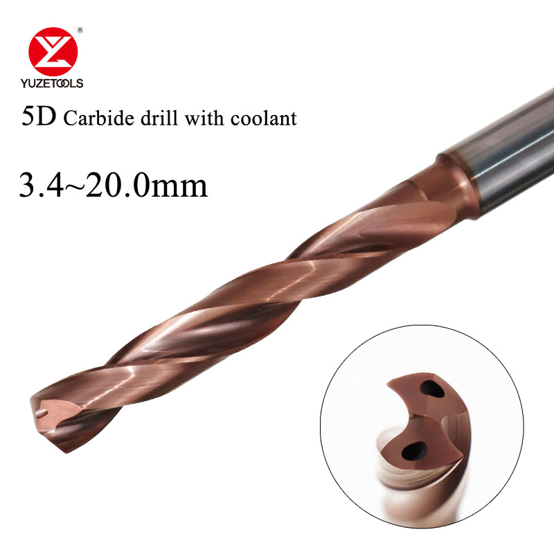 5D Carbide drill with coolant